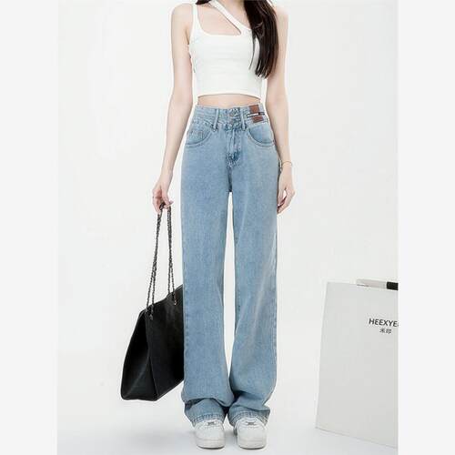 Jeans Fashion Women Clothing Straight Leg Denim Pants Ladies