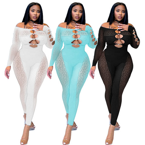 European fashion sexy women jumpsuits long pants lace black