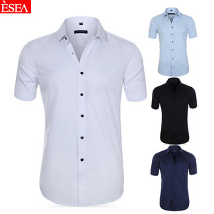 Casual Office Short Formal sleeve Shirt slim White Men Work