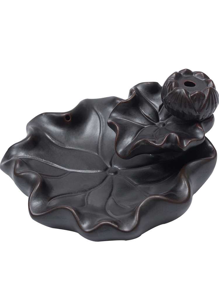 倒流香炉家用陶瓷摆件檀香薰炉茶道书房观赏炉荷花抖音同款倒流炉
