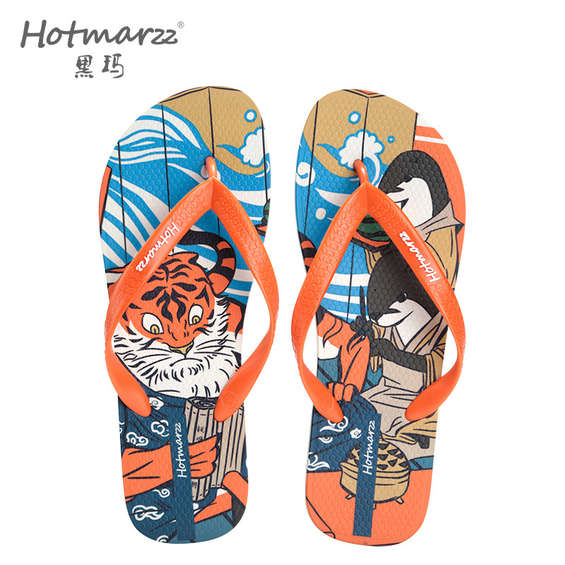 hotmarzz/黑玛拖鞋男人字拖新款国潮风夹脚防滑拖鞋潮流户外夹拖