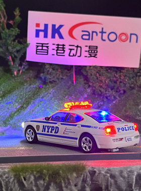 Rollin 1:64道奇战马Charger NYPD模型车改装加灯 可充电 锂电池