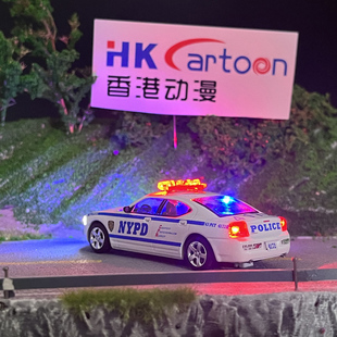 Rollin 1:64道奇战马Charger NYPD模型车改装加灯 可充电 锂电池