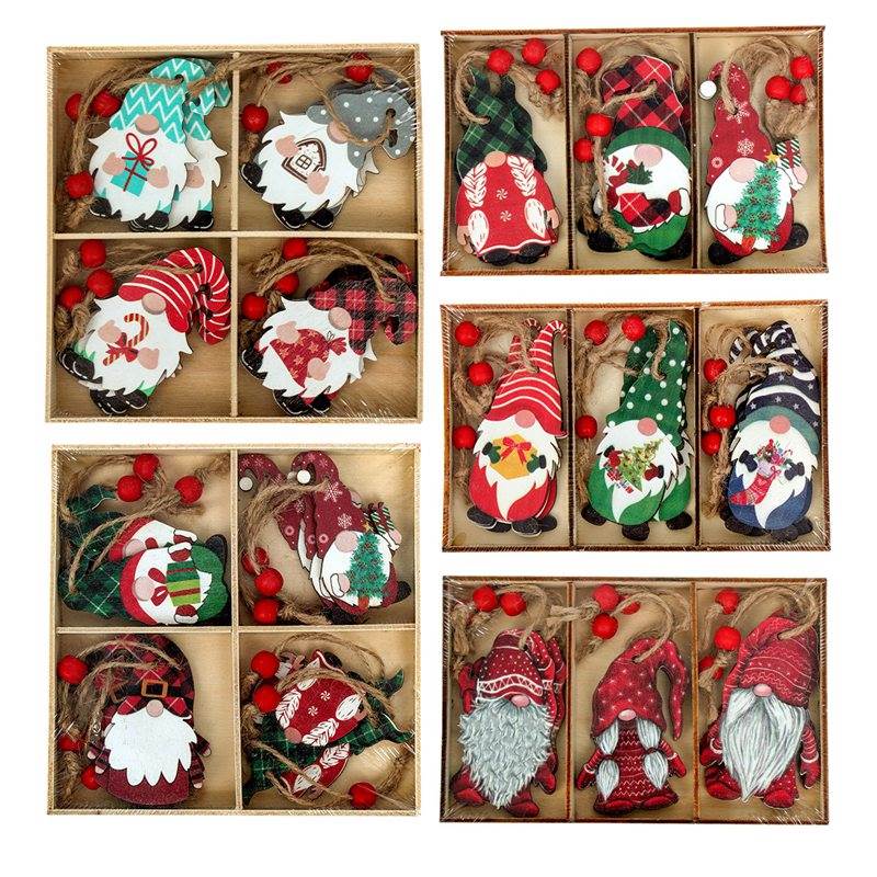 Christmas Gnomes Wooden Pendants Merry Christmas Decorations