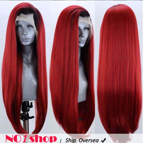 Multi-color long straight hair women front lace wig 蕾丝假发