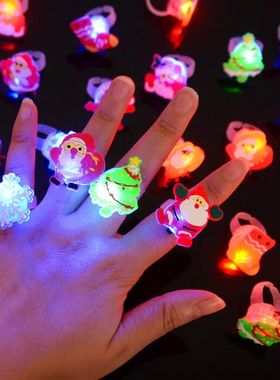 Christmas LED Light Ring Kids Gift Glowing Santa Claus Snowf