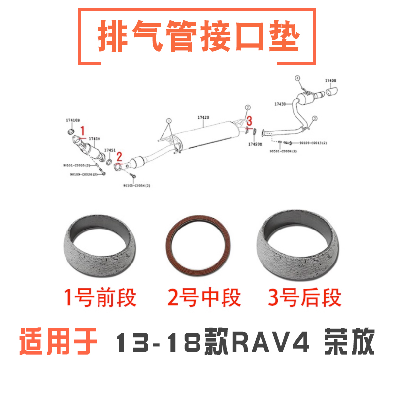 13-18款RAV4荣放排气管接口垫