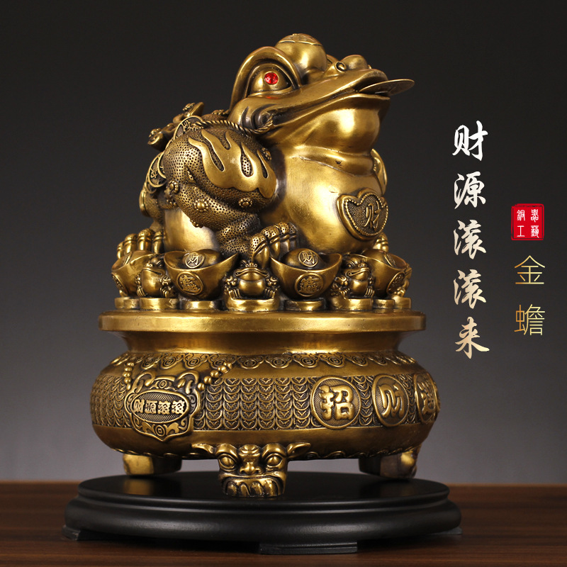 虎年摆件新品厂家批发招财金蟾聚宝盆财源滚滚家居客厅摆件装饰品