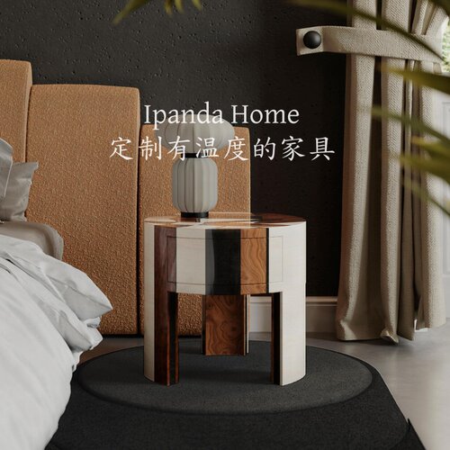 中古风设计师款圆形彩绘床头柜