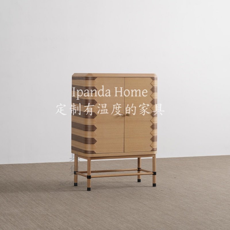 中古风白蜡木实木拼色酒柜餐边柜图片