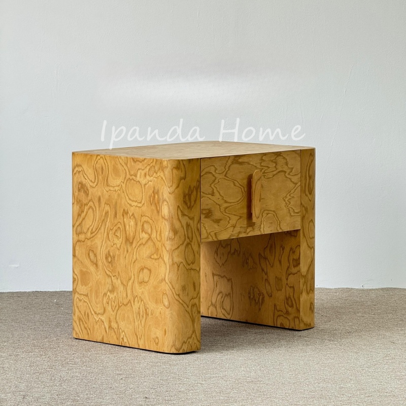 中古风树瘤纹实木床头柜收纳柜子