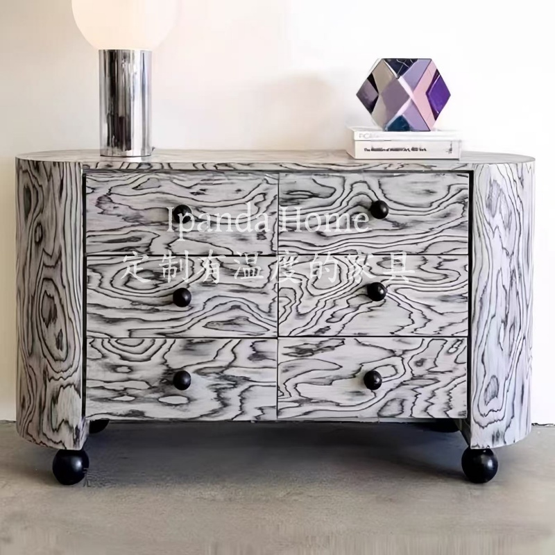 中古风实木灰色树瘤皮靠墙玄关柜