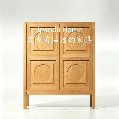 中古风实木原木色餐边柜法式复古高级感客厅设计师款储物柜子边柜