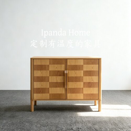 中古风实木拼色玄关柜法式复古高级感客厅设计师款家用入户门厅贵