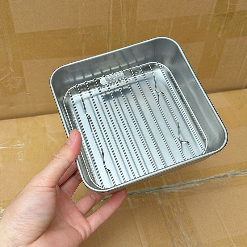 食品级304不锈钢空气炸锅专用的烤盘架方形碗披萨里面的模具配件