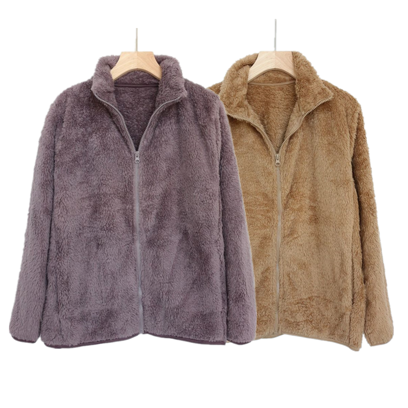 女士外贸厚珊瑚绒外套秋冬加厚保暖双面绒立领开衫宽松卫衣大码,女装/女士精品,卫衣/绒衫,淘宝优惠券,粉丝福利购,淘宝优惠卷