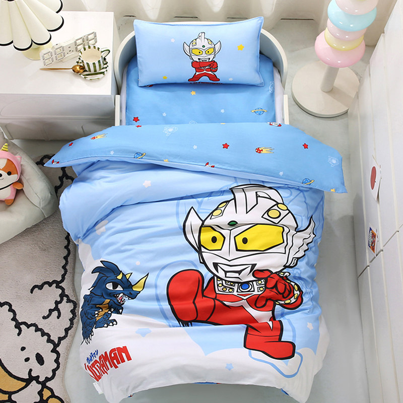 奥特曼幼儿园被子三件套全棉纯棉男孩床单被套儿童宝宝午睡六件套