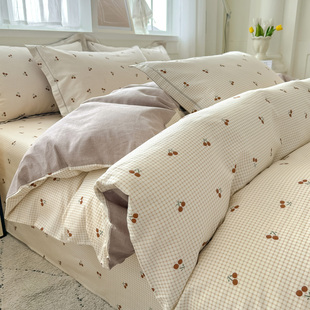 简约ins风全棉四件套纯棉床单被套四季 学生宿舍床上三件套床笠品3