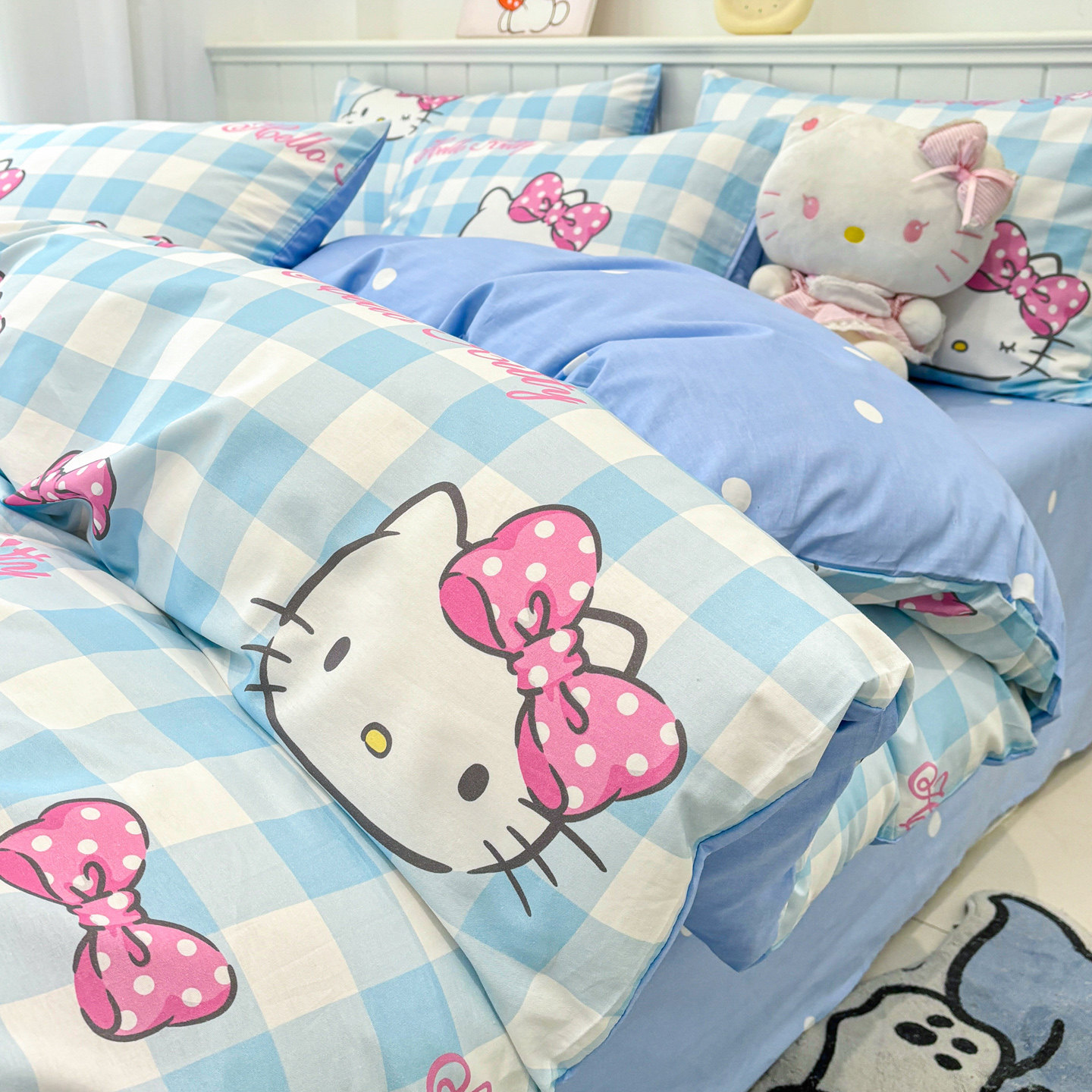 helloKitty四件套全棉纯棉儿童被套四季通用女学生宿舍床上三件套