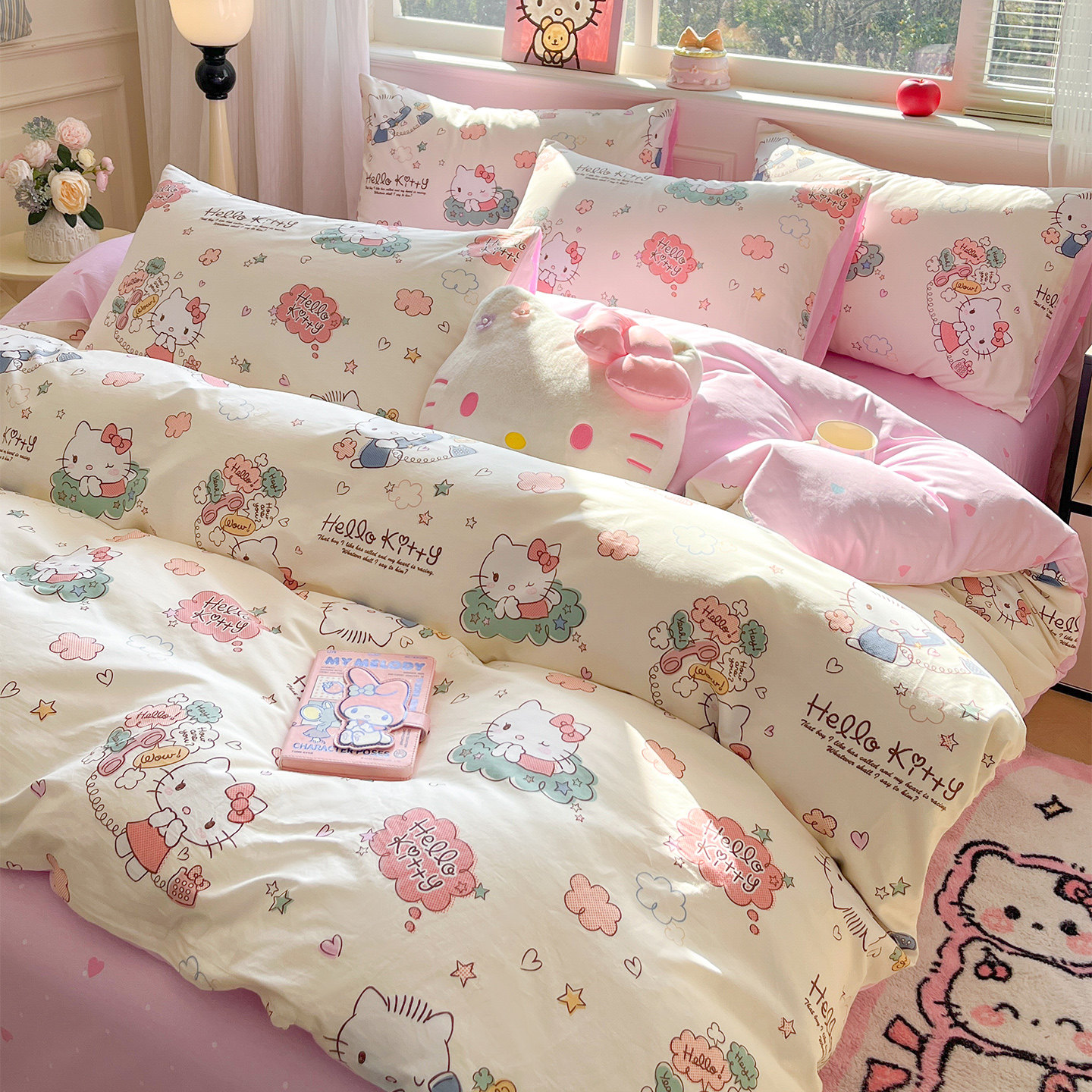 helloKitty四件套全棉纯棉2026新款儿童被套女学生宿舍床上三件套