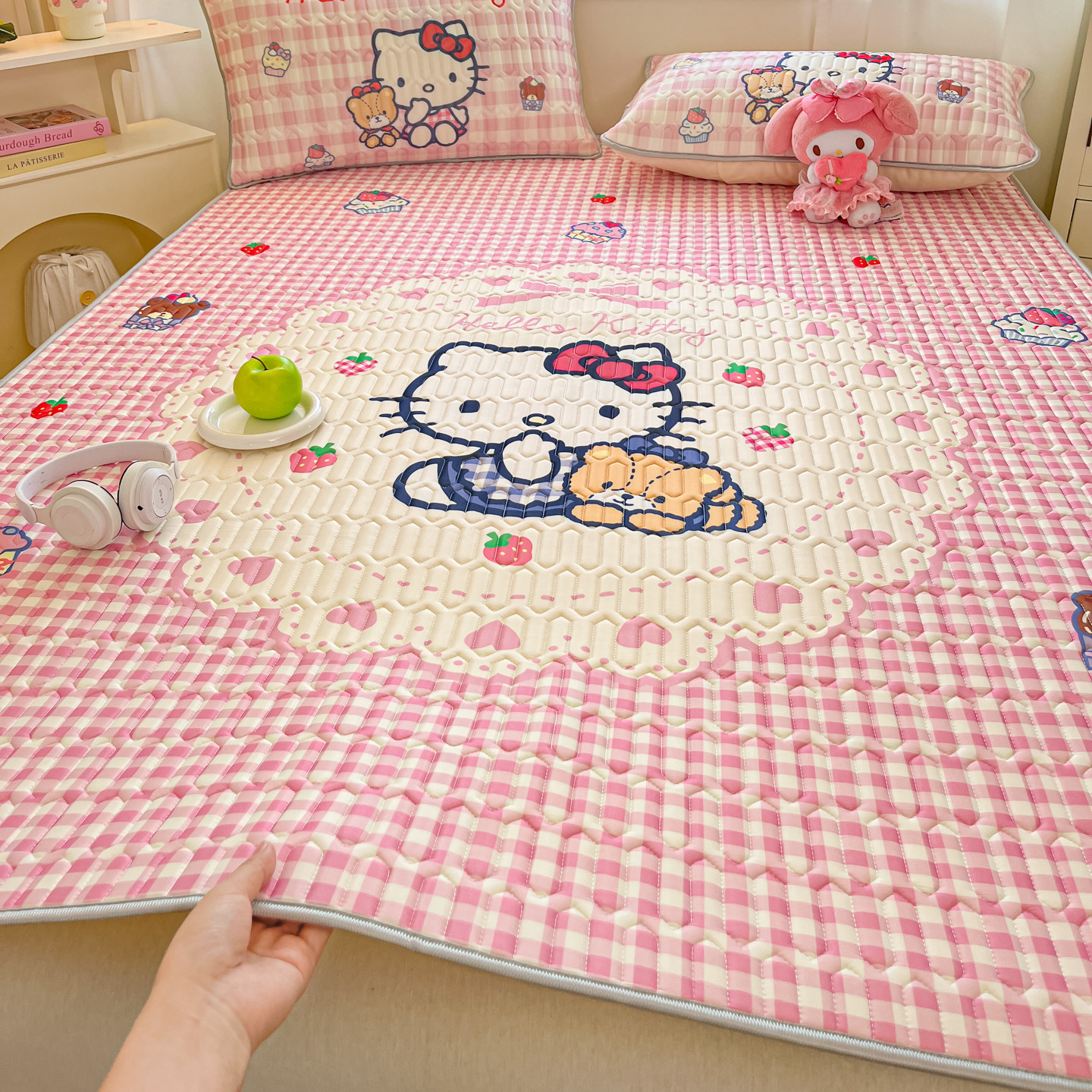 helloKitty女孩夏季冰丝乳胶凉席空调席公主风儿童上下床软席子