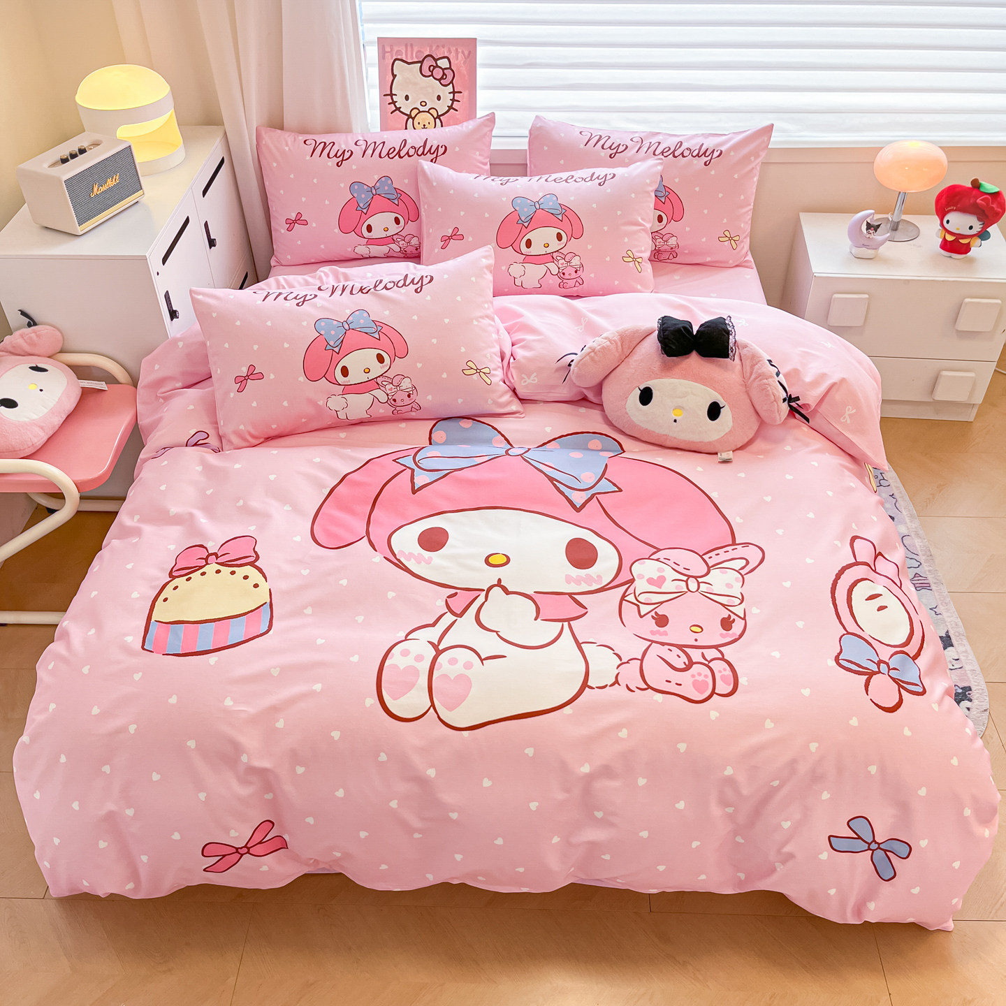 美乐蒂公主风全棉床品四件套纯棉女孩儿童床单被套宿舍床上三件套