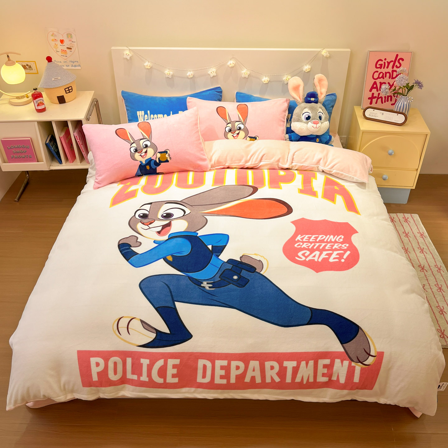 迪士尼朱迪牛奶绒四件套双面加绒图片