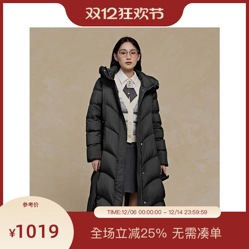 PIT中长款羽绒服女2025冬季新款保暖面包服外套立领无帽