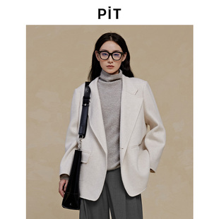 薄款 PIT中长款 新款 2025冬季 显瘦百搭 100%绵羊毛呢大衣女小西装