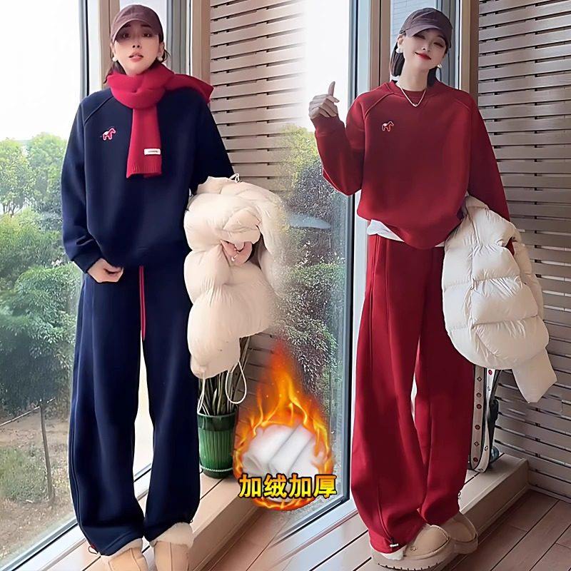 加绒加厚时尚休闲套装女2026冬季新款宽松显瘦卫衣阔腿裤子两件套,女装/女士精品,时尚套装,淘宝优惠券,粉丝福利购,淘宝优惠卷