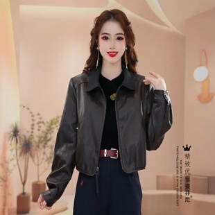 高级感加绒加厚美式复古皮衣外套女新款酷飒风机车服显瘦夹克上衣