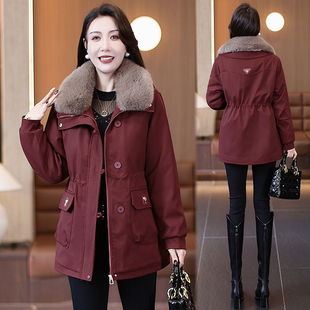 显瘦百搭休闲棉袄洋气毛领外套 新款 时尚 加绒加厚保暖派克服女冬季