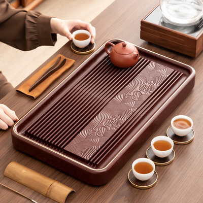 高端电木茶盘家用功夫茶具泡茶专用茶台电胶木排水沥水茶托盘茶海