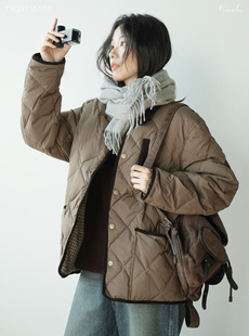 [现]eightsense八觉24冬 灯芯绒宽松菱形羽绒服