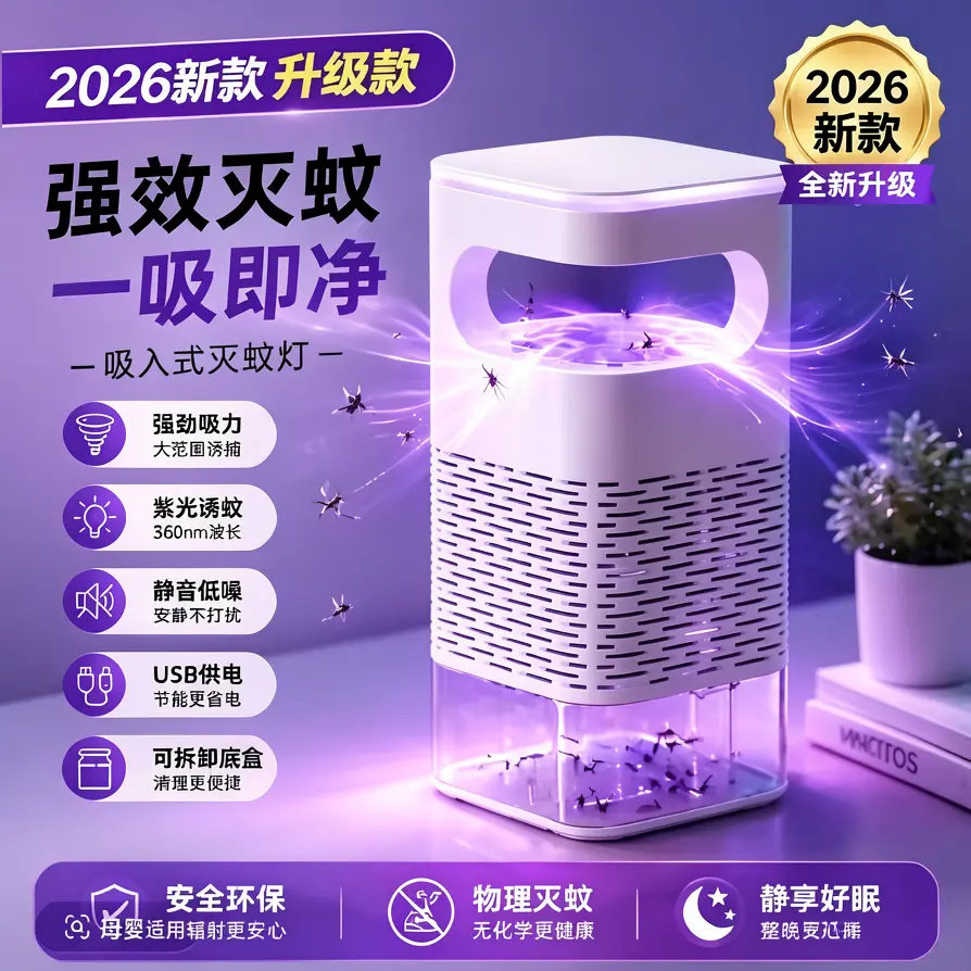 现货新款家用吸入式静音灭蚊灯孕妇婴儿可用夏季防蚊神器