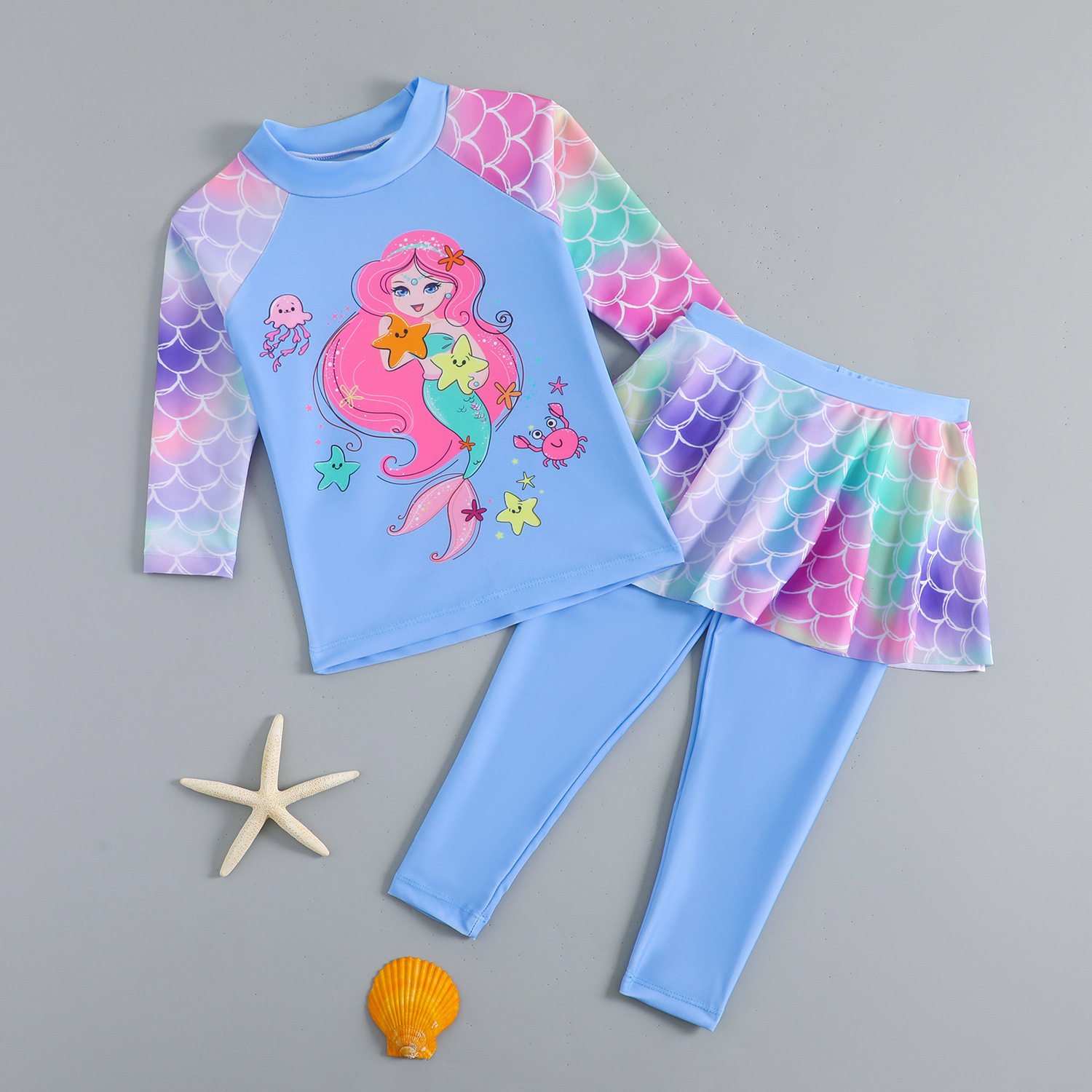 儿童潜水服女童分体泳衣