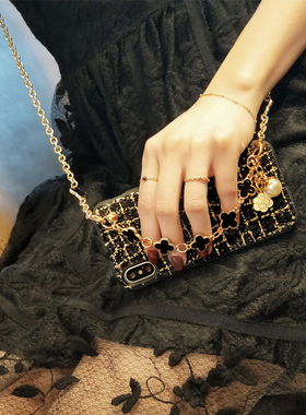 适用苹果iphonex手机壳11pro max斜挎8女链条xsmax可背7p潮奢华12