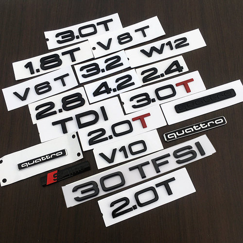 适用A3A4La5A6Lq2lQ5Q7排量车贴3.0T 1.8T后尾标w12尾标贴侧标v6t