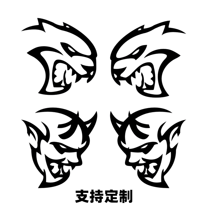 地狱车身恶魔叶子门板创意装饰贴