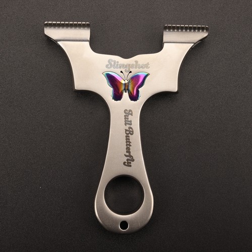 炫彩龙齿蝴蝶弹弓不锈钢龙齿蝴蝶弓9025直板弹弓