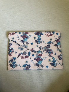 纯元 牛皮印花粉色女士手拿包信封包