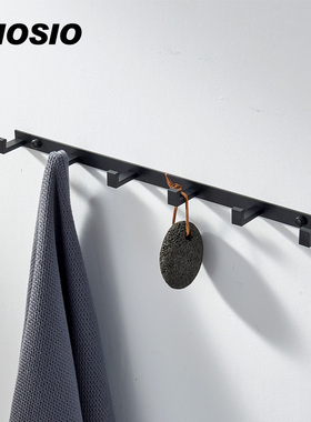MIOSIO太空铝挂钩挂衣钩浴室卫生间钩子黑色免打孔墙壁排钩