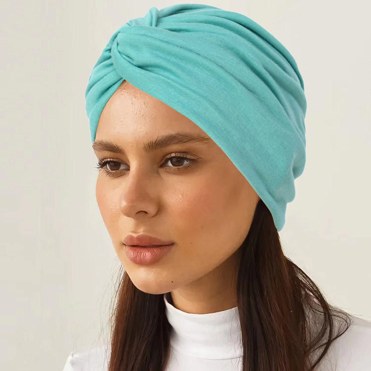 Turban cap hat 女士单层日常百搭扭扭帽多色头巾帽套头帽 - 实物图