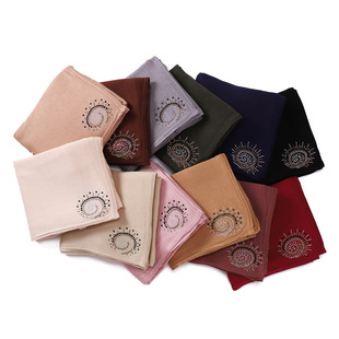 scarf 汗布弹性烫钻长巾透气纯色丝光棉回旋烟花女披肩包头围巾