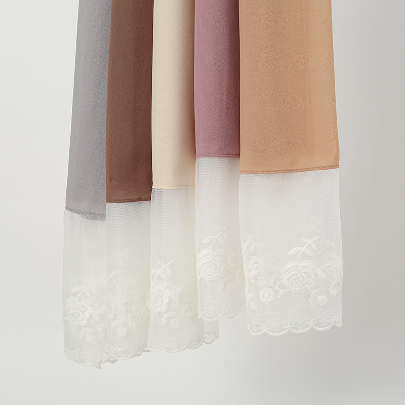 珍珠雪纺围巾蕾丝女冬季