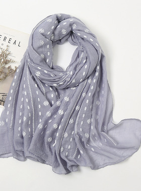 scarf women 时尚色条纹披肩 时尚发泡棉质亲肤圆点围巾