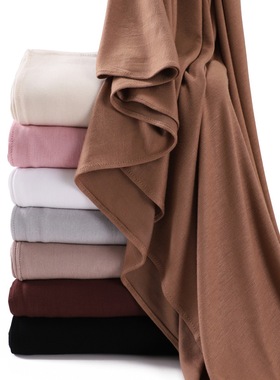 scarf 莫代尔丝光棉卷边汗布长巾透气柔软弹性女包头巾大尺寸围巾