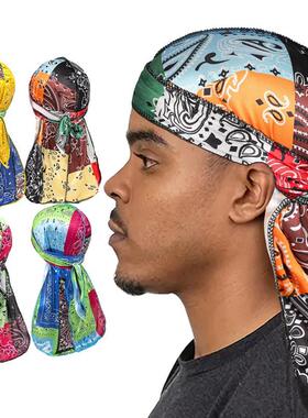 Men tail pirate hat 长尾海盗帽多色印花护发包头帽 杜拉格durag