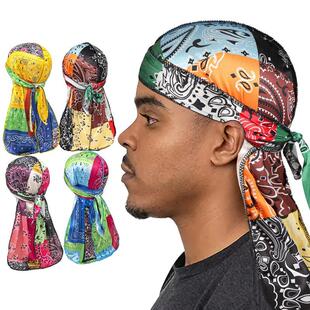 Men tail pirate hat 长尾海盗帽多色印花护发包头帽 杜拉格durag