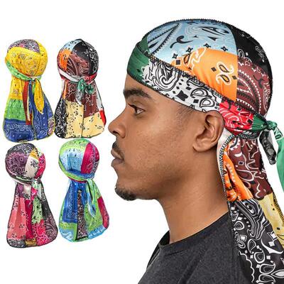 Men tail pirate hat 长尾海盗帽多色印花护发包头帽 杜拉格durag